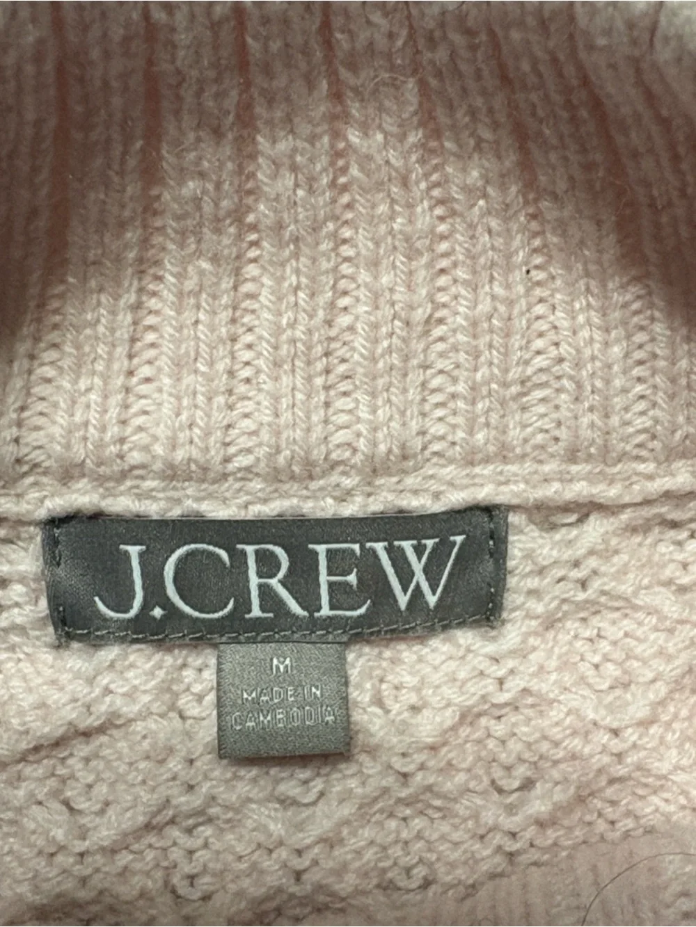 J. Crew Honeycomb Mockneck Sweater in Wool Blend M Pale Pink Casual Everyday